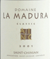 tiquette de Domaine la Madura - Classic - Rouge 