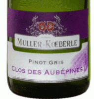 tiquette de Muller Koeberl - Pinot gris - Clos des Aubpines