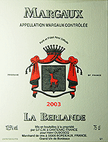Étiquette de La Berlande