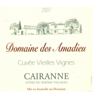 tiquette de Domaine des Amadieu- Cuve Vieilles Vignes 