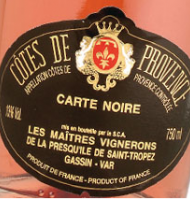Étiquette de Carte Noire - Les Maitres Vignerons de Saint-Tropez
