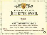 tiquette de Domaine Juliette Avril - Chteauneuf-du-Pape Rouge 