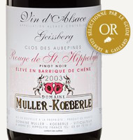 Étiquette de Muller Koeberlé - Rouge de St Hippolyte - Clos des Aubépines - Chêne