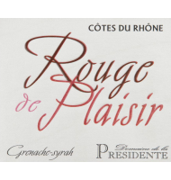 tiquette de Domaine de la Prsidente - Rouge de Plaisir 