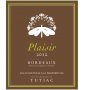 Étiquette de Les Vignerons de Tutiac - Plaisir - Blanc