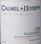Étiquette de Calmel + JJoseph - Faugères
